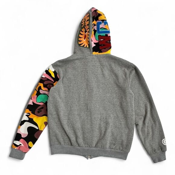 Bape Shark Full Zip Hoodie Gray Multicolor Camo WGM Tiger Japan M/L Nigo Harajuk - Picture 2 of 16